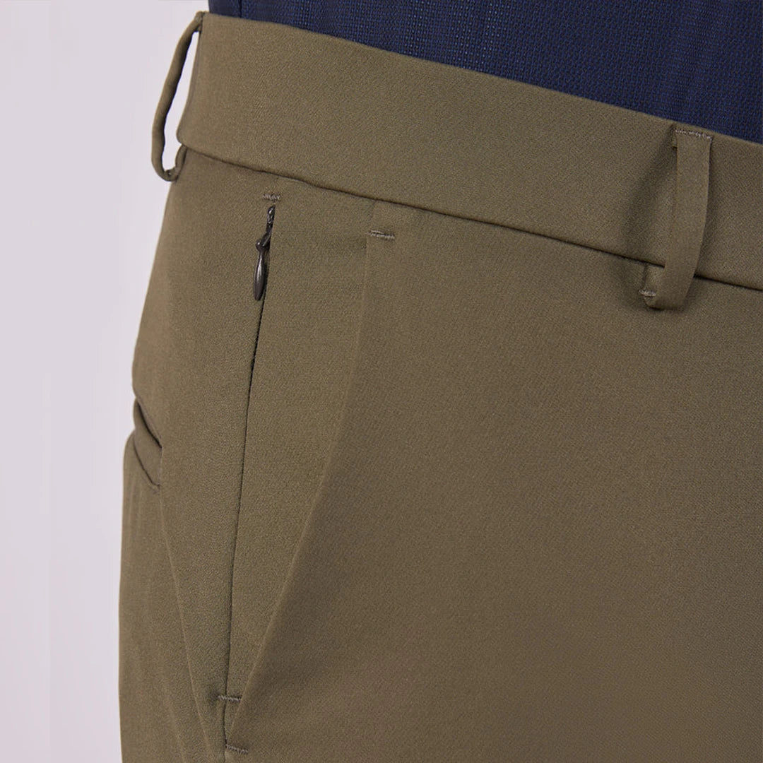 A olive Kensington trousers.