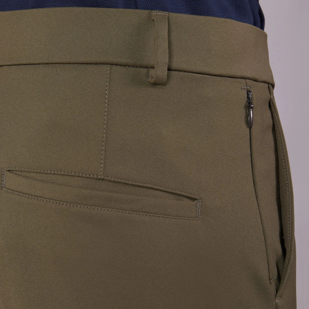 A olive Kensington trousers.